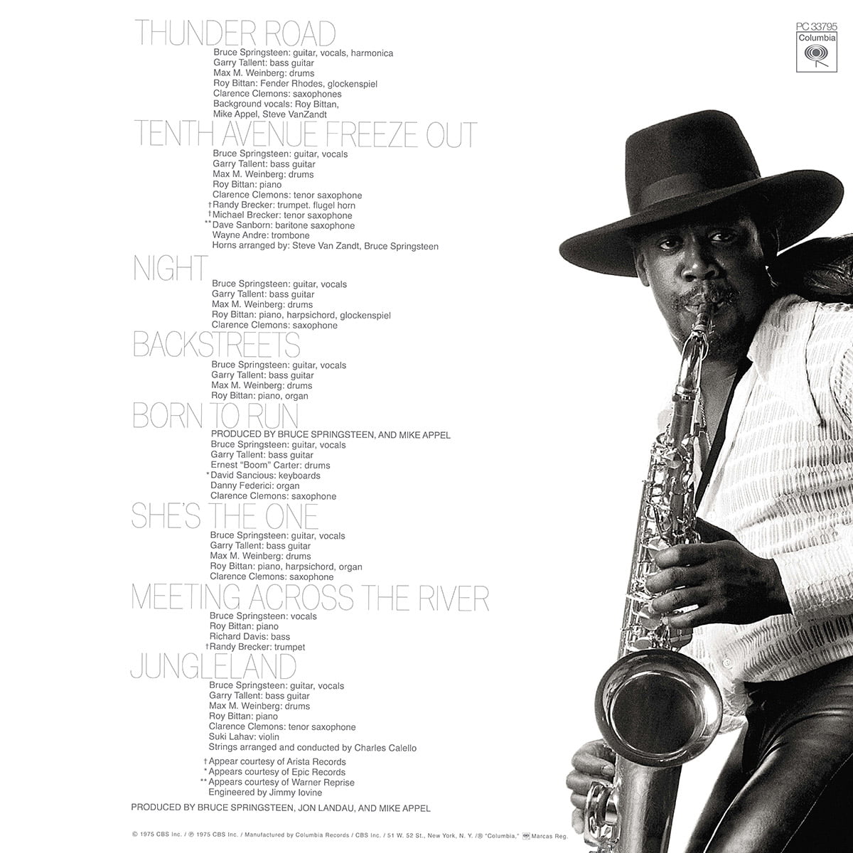 Bruce Springsteen Born to Run back cover