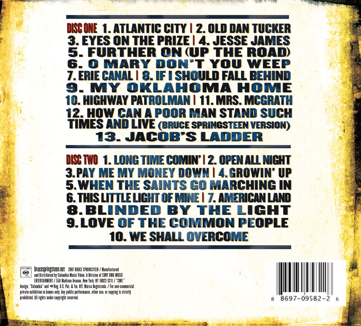 Bruce Springsteen Live in Dublin back cover