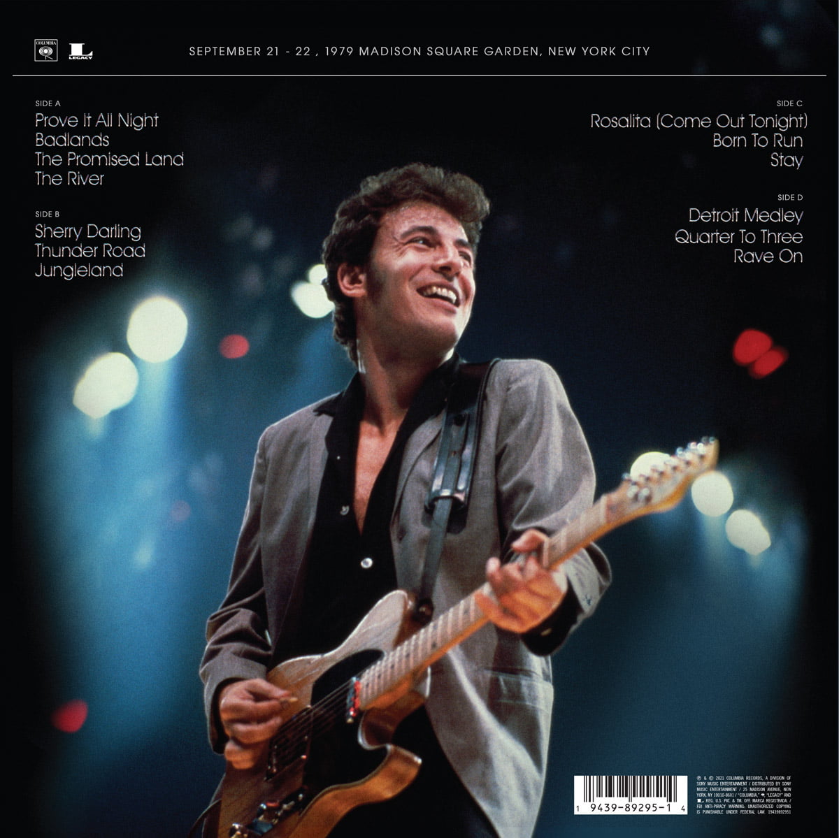 Bruce Springsteen The Legendary 1979 No Nukes Concerts album back cover